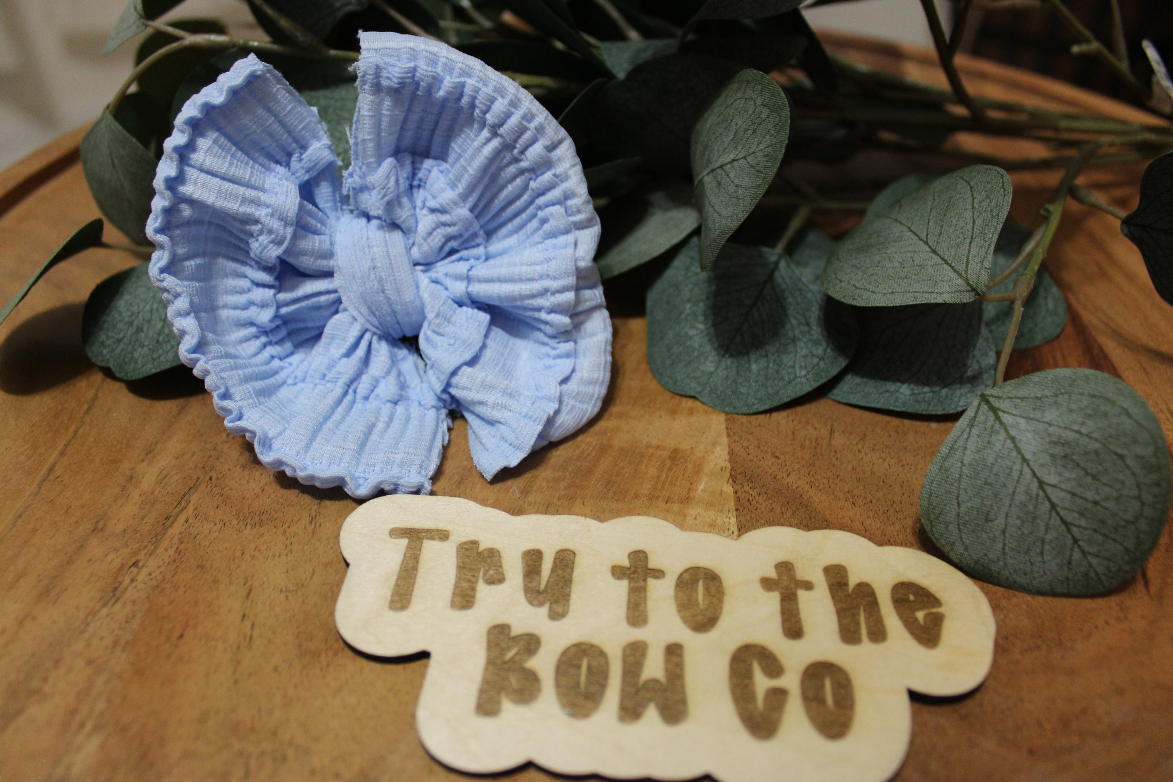 Blue ruffle bow