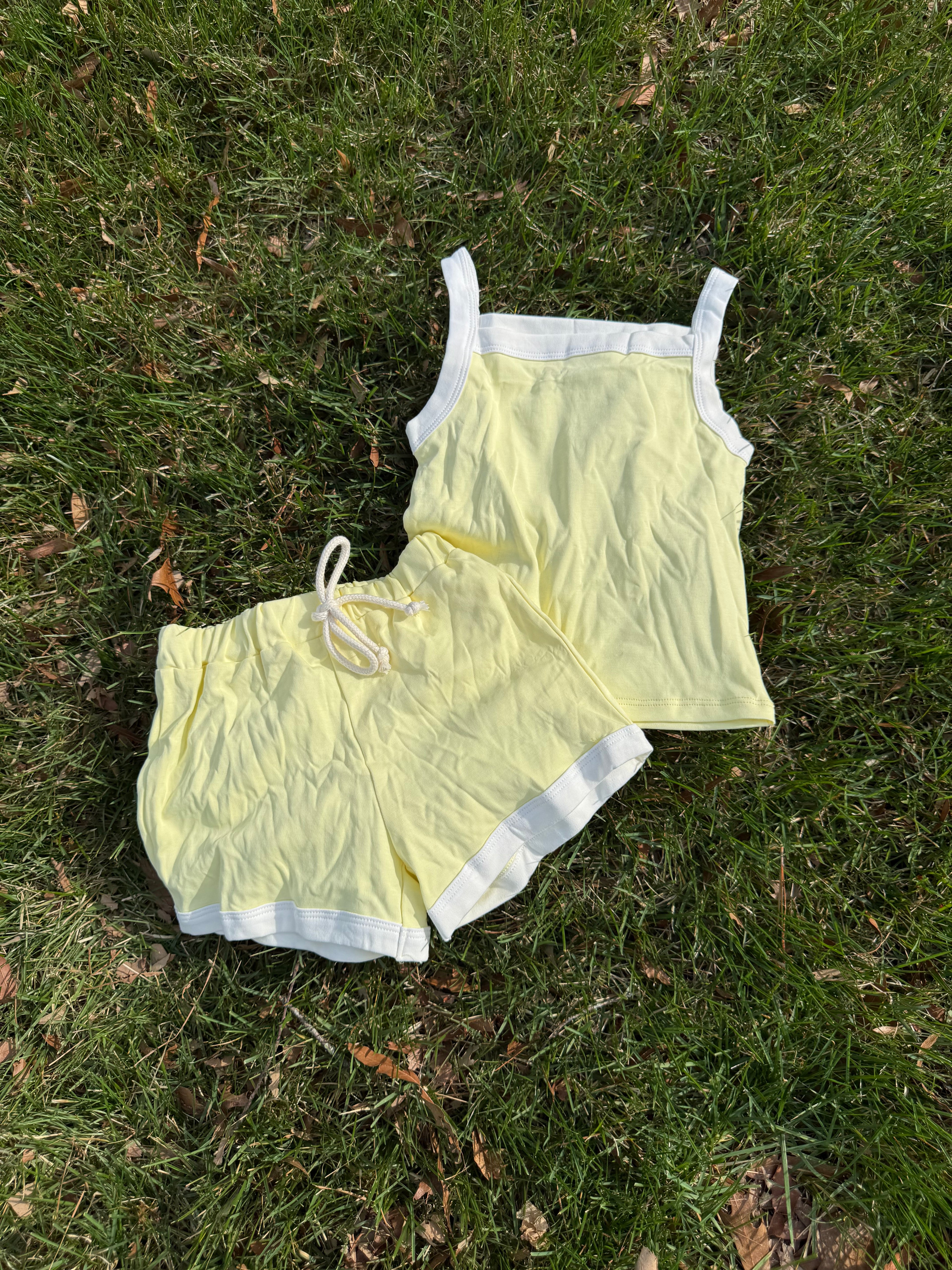 Yellow tank and short set